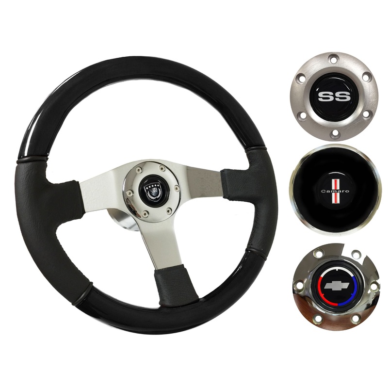 1969-89 Camaro Steering Wheel Kit | Black Ash Wood – Leather | ST3019BK