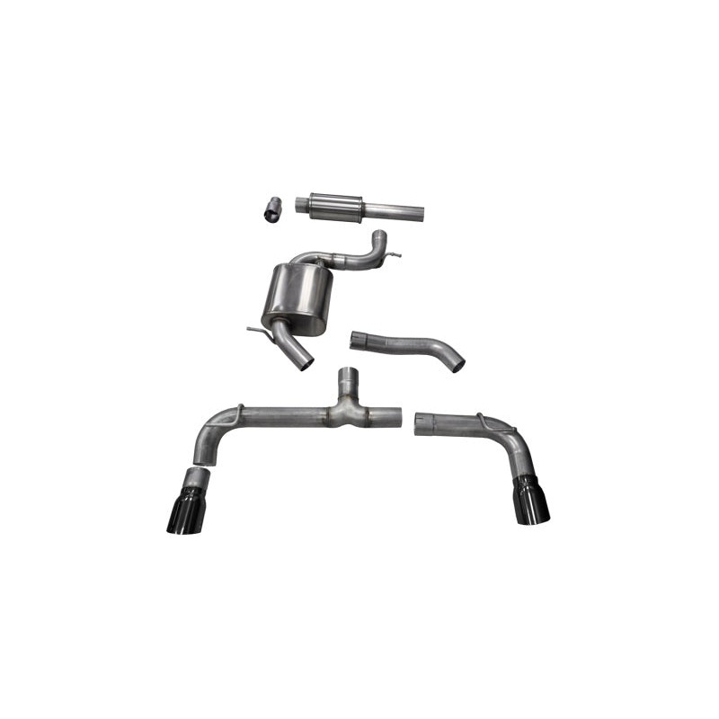 Corsa 14-16 Volkswagen GTI Mk7 Black Sport 3.0in Cat-Back Dual Rear Exit with Single Pro-Series Tips