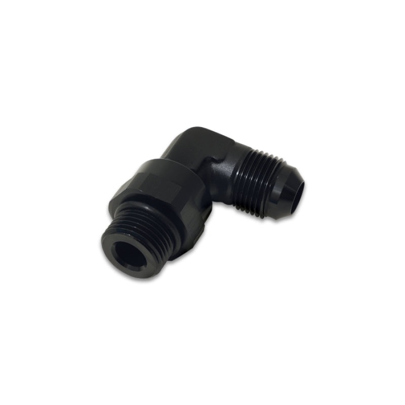 Vibrant -6AN Male Flare to Male -6AN ORB Swivel 90 Degree Adapter Fitting – Anodized Black