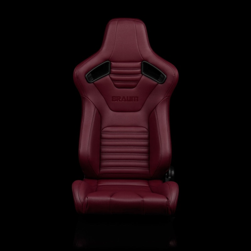 Braum Racing Elite-X Series Sport Seats (Pair) – Maroon Leatherette (Black Stitching)