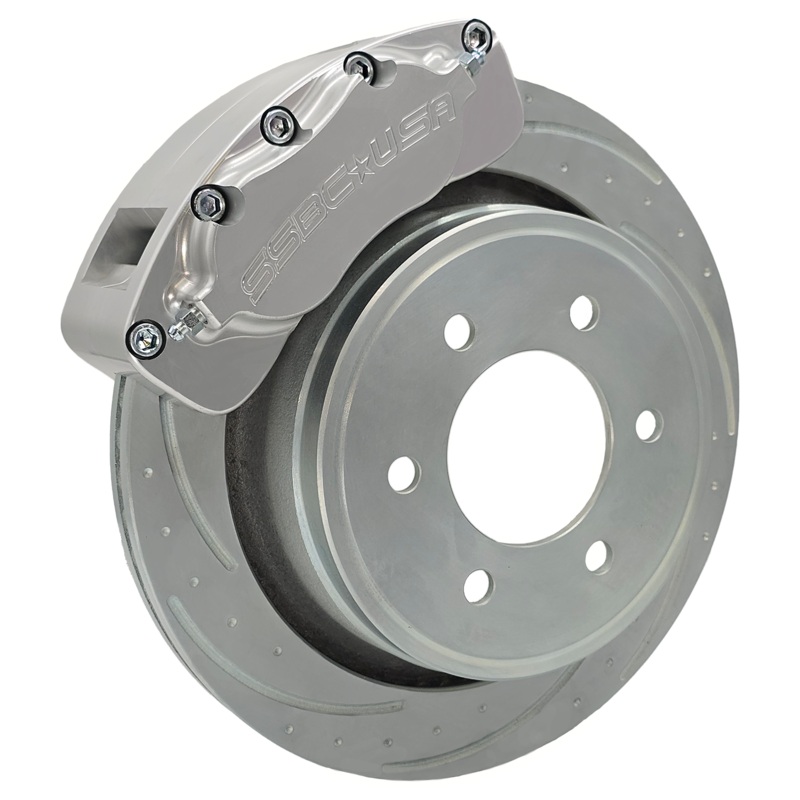 American Made B4-Brawler LT Direct Fit 4-Piston Billet Aluminum Rear Caliper Disc Brake Kit w/DS Rotors. Clear A415-31-DS