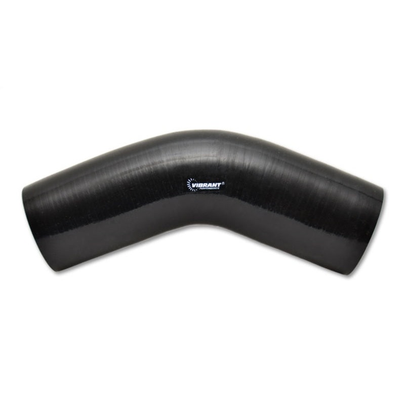 Vibrant 4 Ply Reinforced Silicone Elbow Connector – 5in ID x 4in Leg 45 Deg Elbow (BLACK)