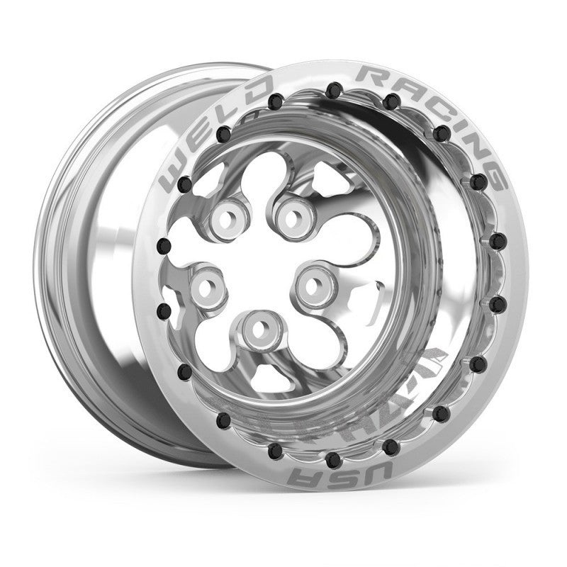 Weld Alpha-1 15×12 / 5×4.5 BP / 4in. BS Polished Wheel – Black Double Beadlock MT