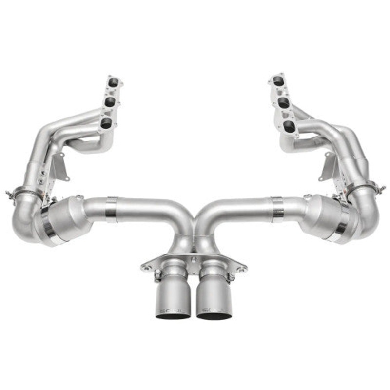 SOUL 2022 Porsche 992 GT3 Catted Exhaust System – 4in Slash Cut Sig. Satin Tips