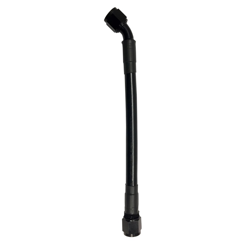 Fragola -8AN Ext Black PTFE Hose Assembly Straight x 45 Degree 60in