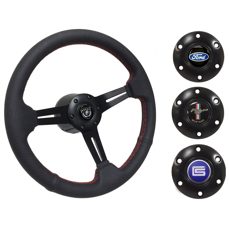 1964.5 Ford Mustang Steering Wheel Kit | Perforated Black Leather
