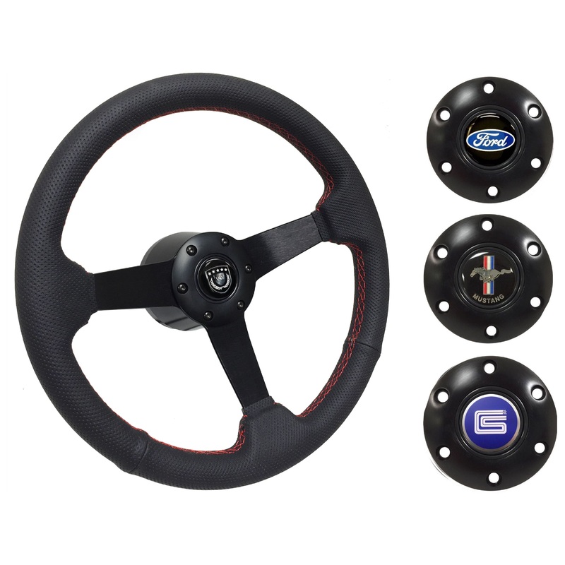 1979-82 Ford Mustang Steering Wheel Kit | Perforated Black Leather | ST3602RED