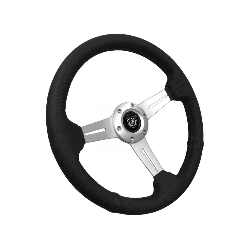 VSW S6 Steering Wheel | Perforated Leather Brushed Aluminum | ST3587BLK-BLK