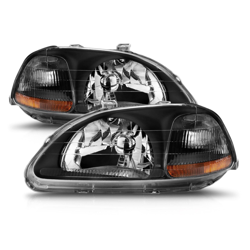 Anzo 1996-1998 Honda Civic Crystal Headlights Black